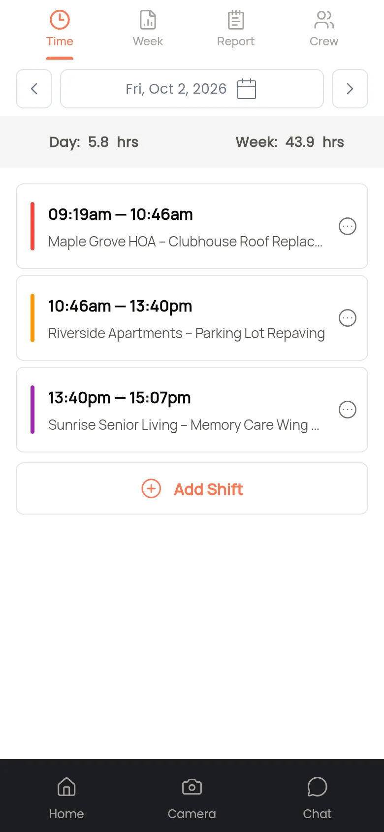 GPS time clock and daily timesheet on the JobSnap mobile app